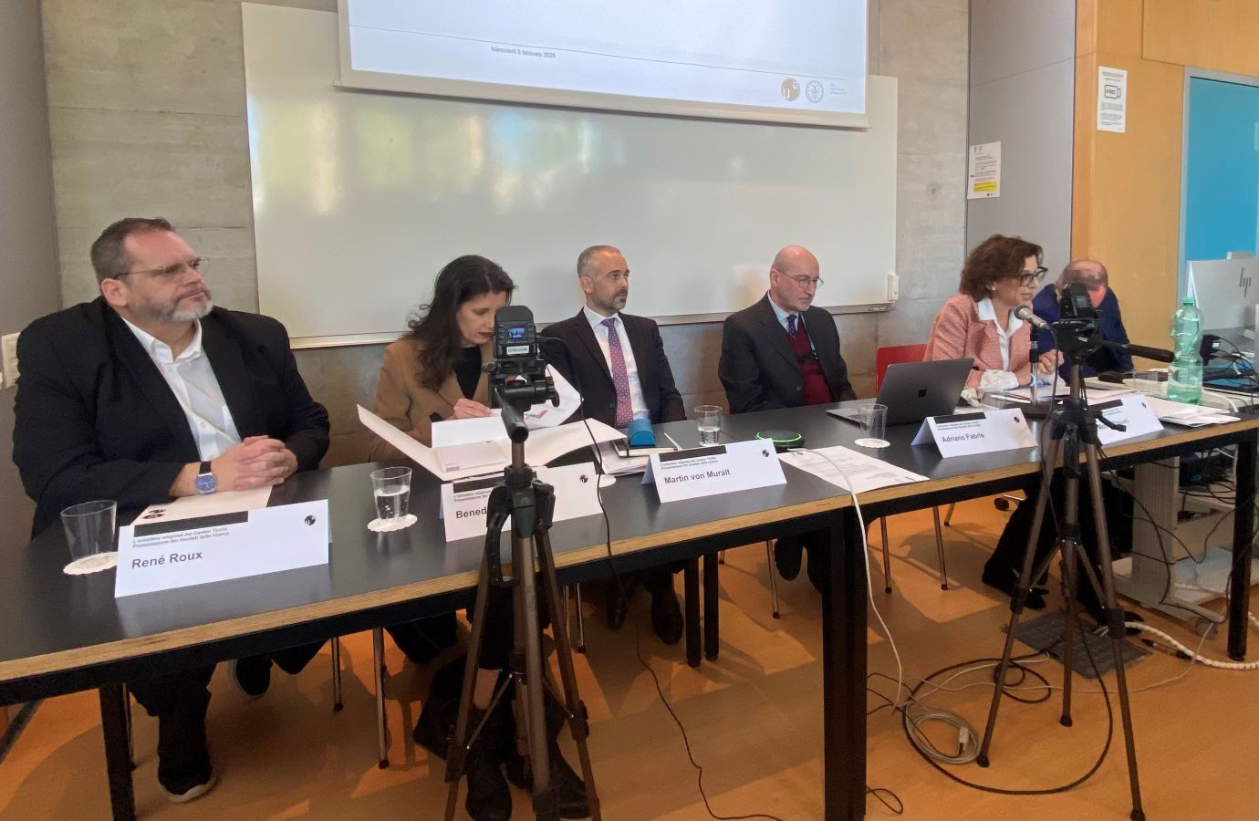 I relatori alla conferenza di mercoled&igrave; alla Facolt&agrave; di Teologia di Lugano.